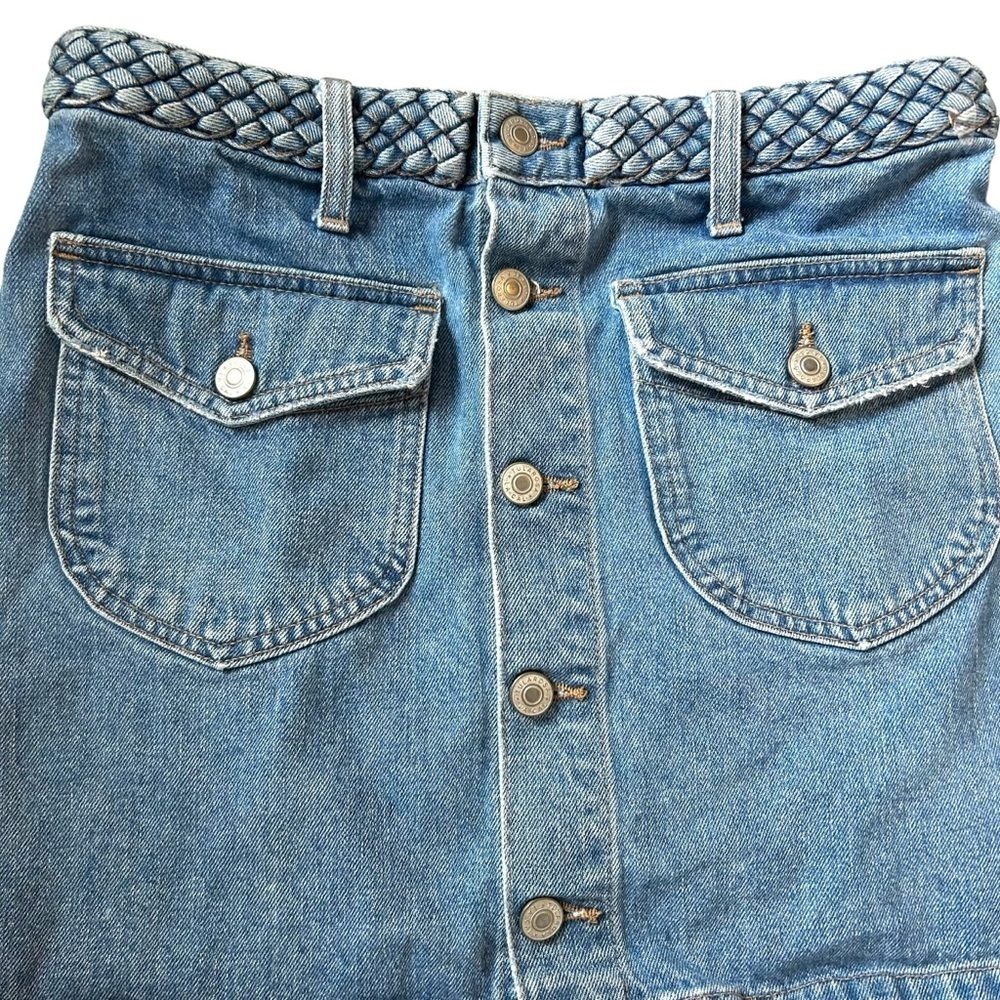 tularosa 27 button down mini jeans skirt‎ denim braided waist boho USA Made - Picture 2 of 12